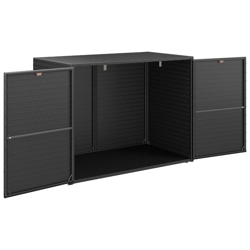 Gartenschrank Schwarz 100x55,5x80 cm Poly Rattan