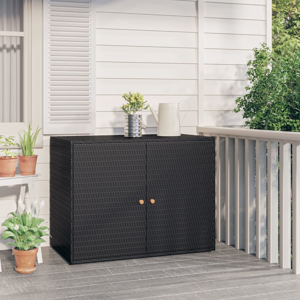 Gartenschrank Schwarz 100x55,5x80 cm Poly Rattan