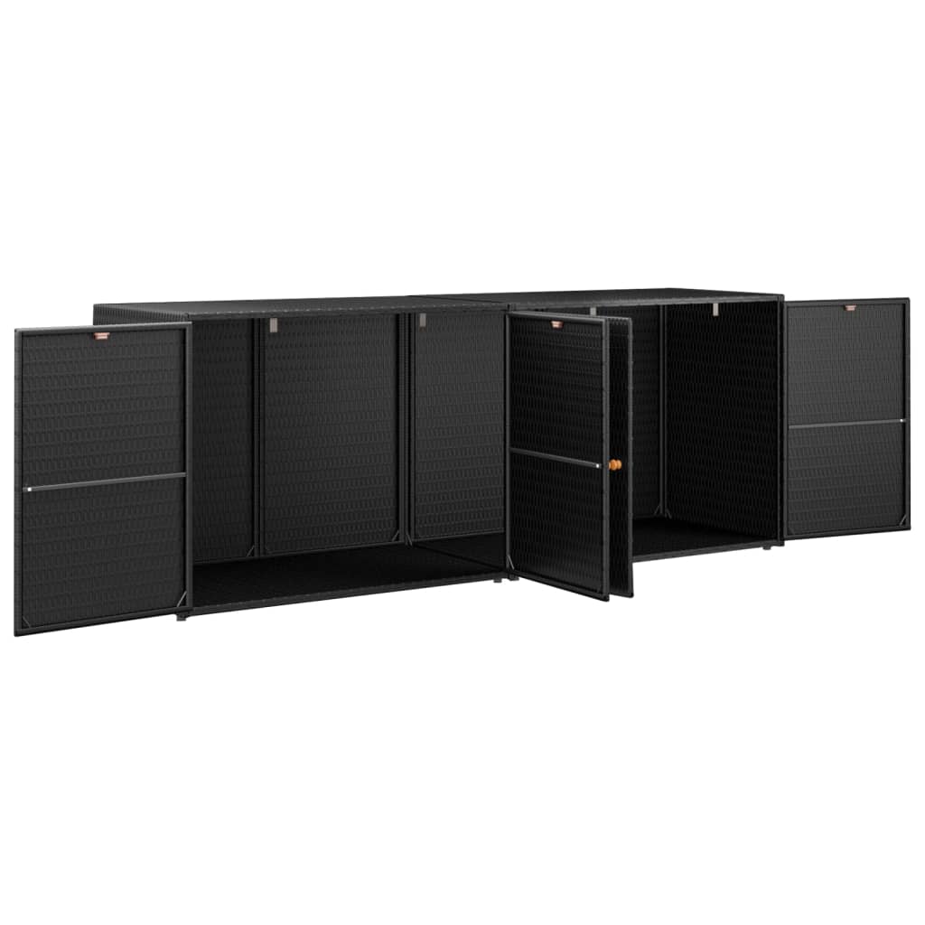 Gartenschrank Schwarz 198x55,5x80 cm Poly Rattan