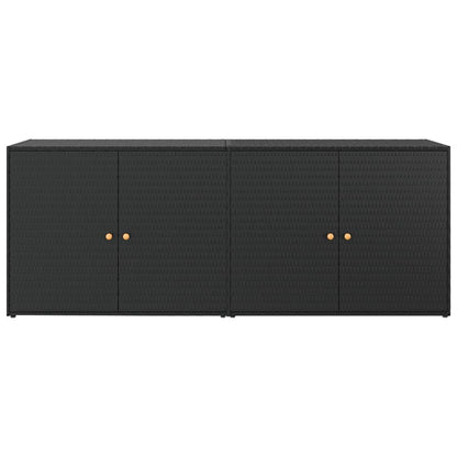 Gartenschrank Schwarz 198x55,5x80 cm Poly Rattan