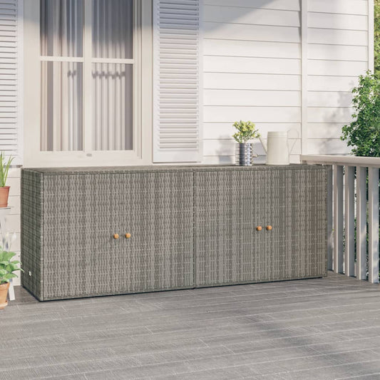 Gartenschrank Grau 198x55,5x80 cm Poly Rattan