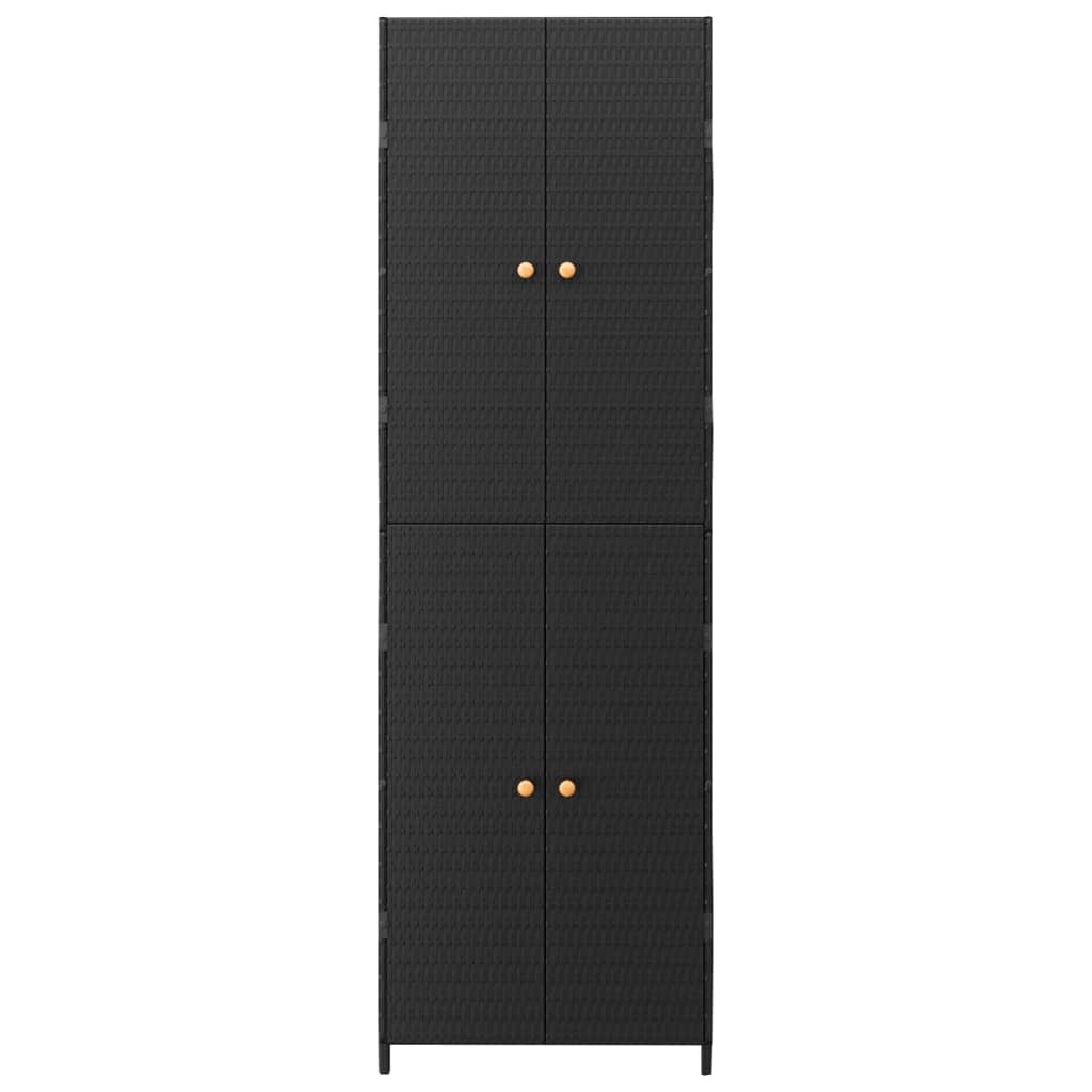 Gartenschrank Schwarz 59x40x180 cm Poly Rattan