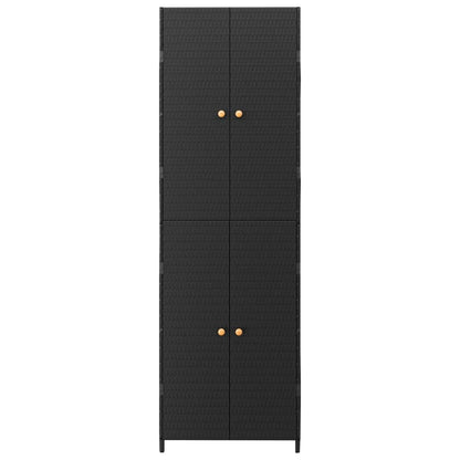 Gartenschrank Schwarz 59x40x180 cm Poly Rattan