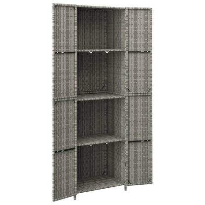 Gartenschrank Grau 59x40x180 cm Poly Rattan