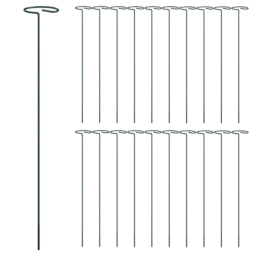 Pflanzenstützen 20 Stk. Dunkelgrün 40 cm Stahl