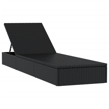 Sonnenliege 1 Stk. mit Tisch Schwarz Poly Rattan