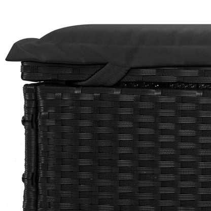 Sonnenliegen 2 Stk. mit Tisch Schwarz Poly Rattan