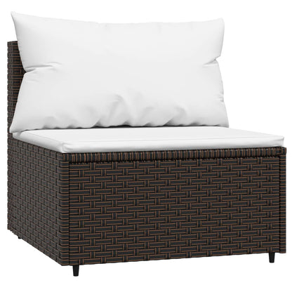 4-tlg. Garten-Lounge-Set mit Kissen Braun Poly Rattan