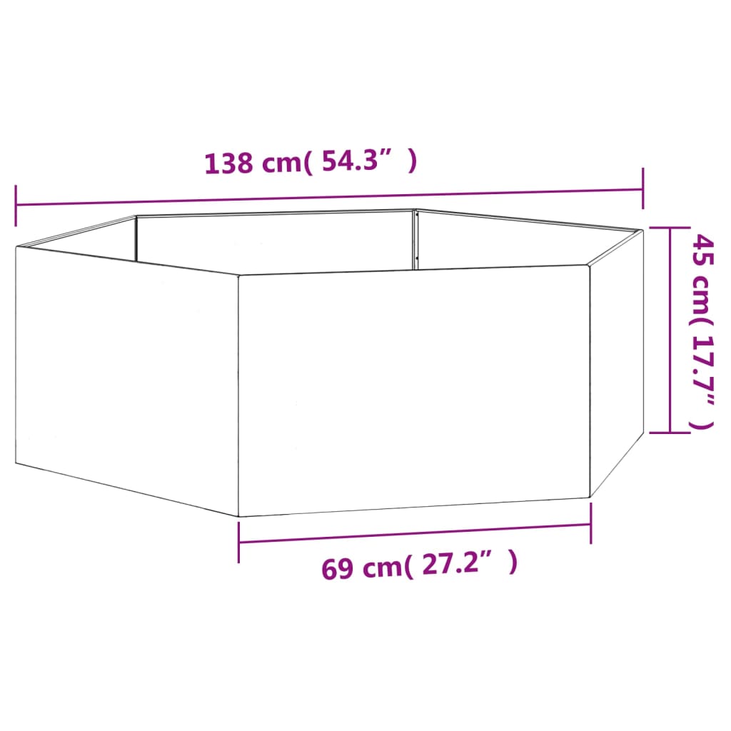 Pflanzkübel Rostig 138x120x45 cm Cortenstahl