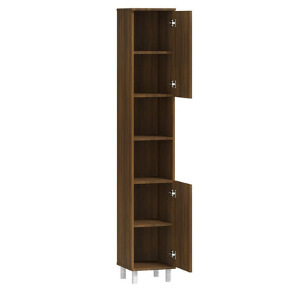 Badschrank Braun Eichen-Optik 30x30x179 cm Holzwerkstoff