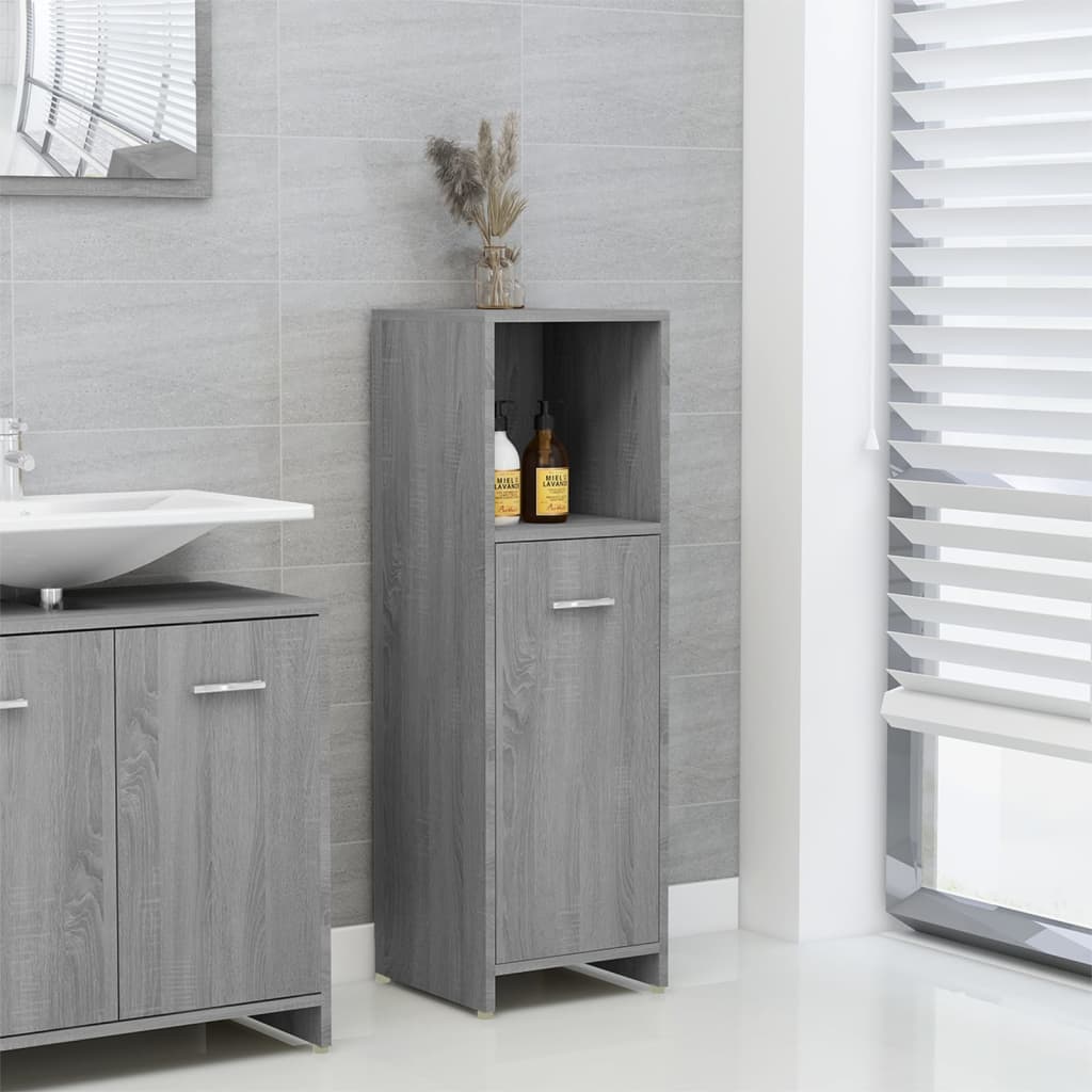 Badschrank Grau Sonoma 30x30x95 cm Holzwerkstoff