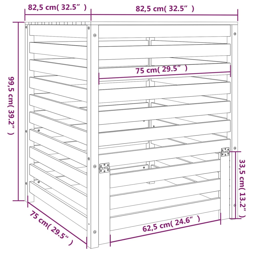 Komposter 82,5x82,5x99,5 cm Massivholz Douglasie