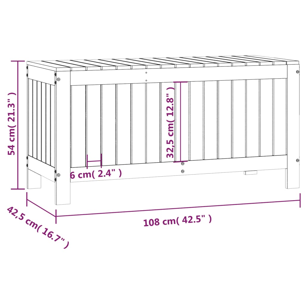 Gartentruhe 108x42,5x54 cm Massivholz Kiefer