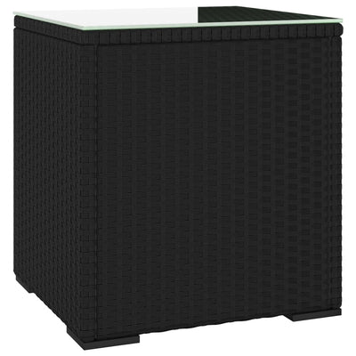 Beistelltisch Schwarz 40x37x40,5 cm Polyrattan und Hartglas