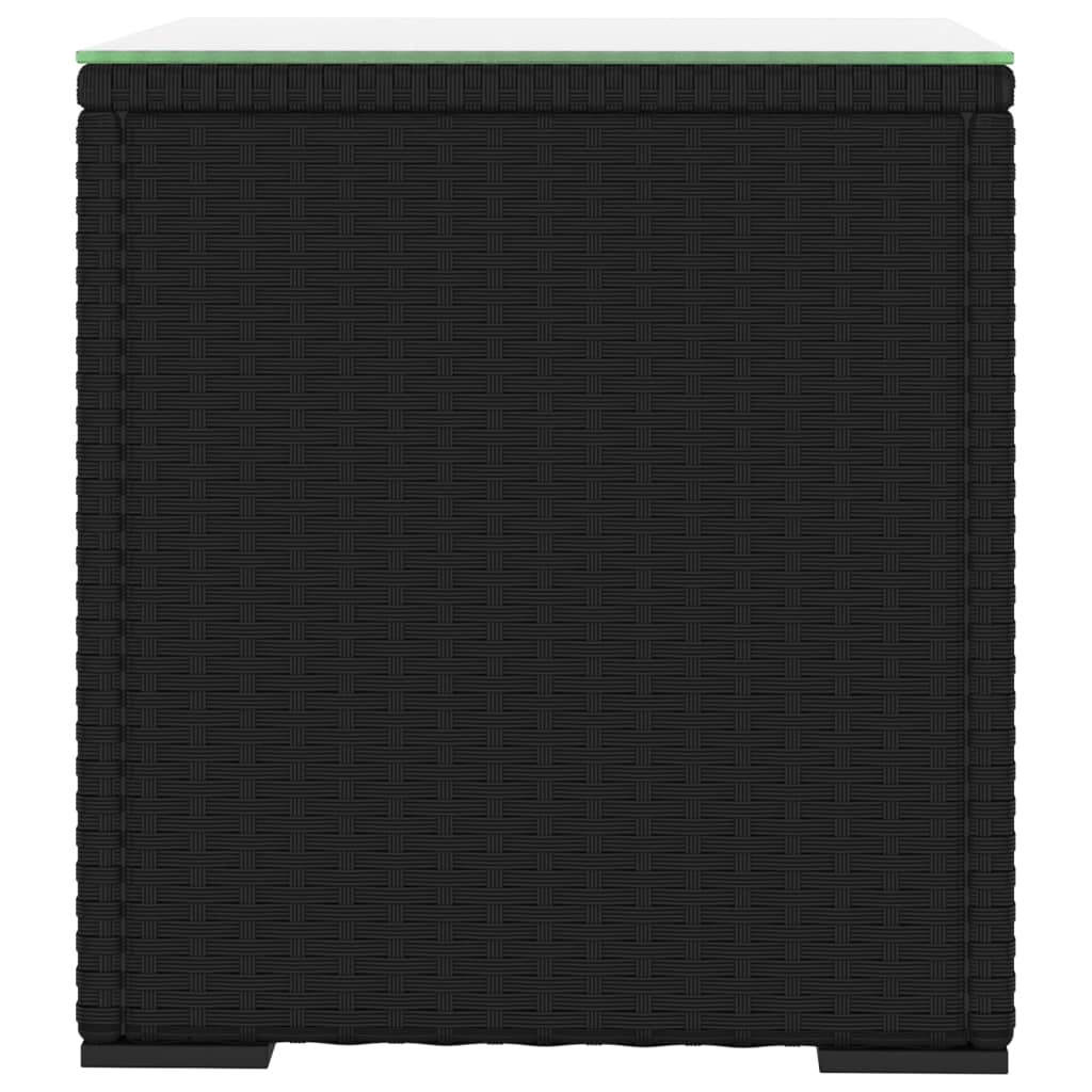 Beistelltisch Schwarz 40x37x40,5 cm Poly Rattan und Hartglas