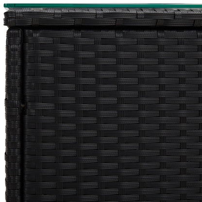 Beistelltisch Schwarz 40x37x40,5 cm Poly Rattan und Hartglas