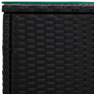 Beistelltisch Schwarz 40x37x40,5 cm Polyrattan und Hartglas