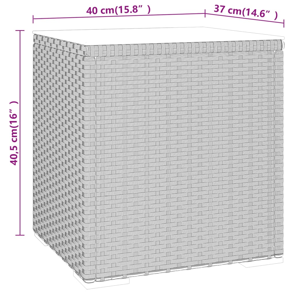 Beistelltisch Schwarz 40x37x40,5 cm Polyrattan und Hartglas