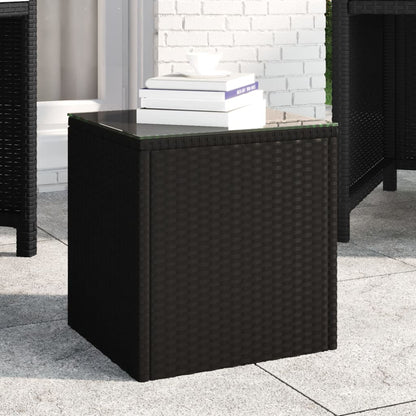 Beistelltisch Schwarz 40x37x40,5 cm Poly Rattan und Hartglas