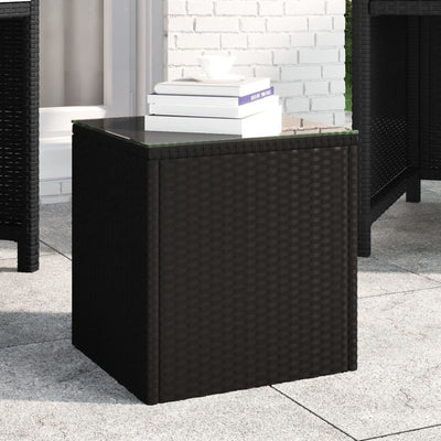 Beistelltisch Schwarz 40x37x40,5 cm Polyrattan und Hartglas