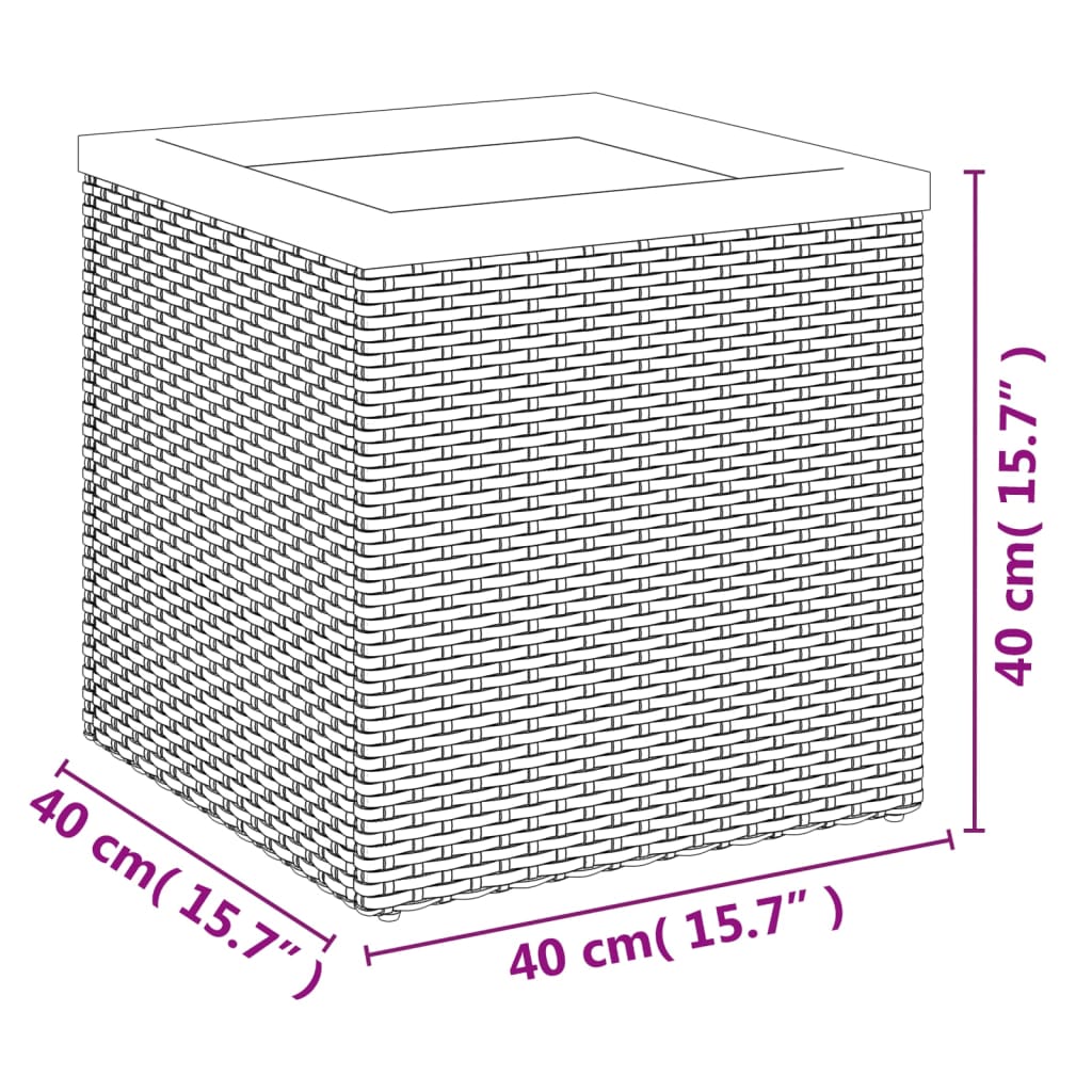 Pflanzkübel Schwarz 40x40x40 cm Poly Rattan