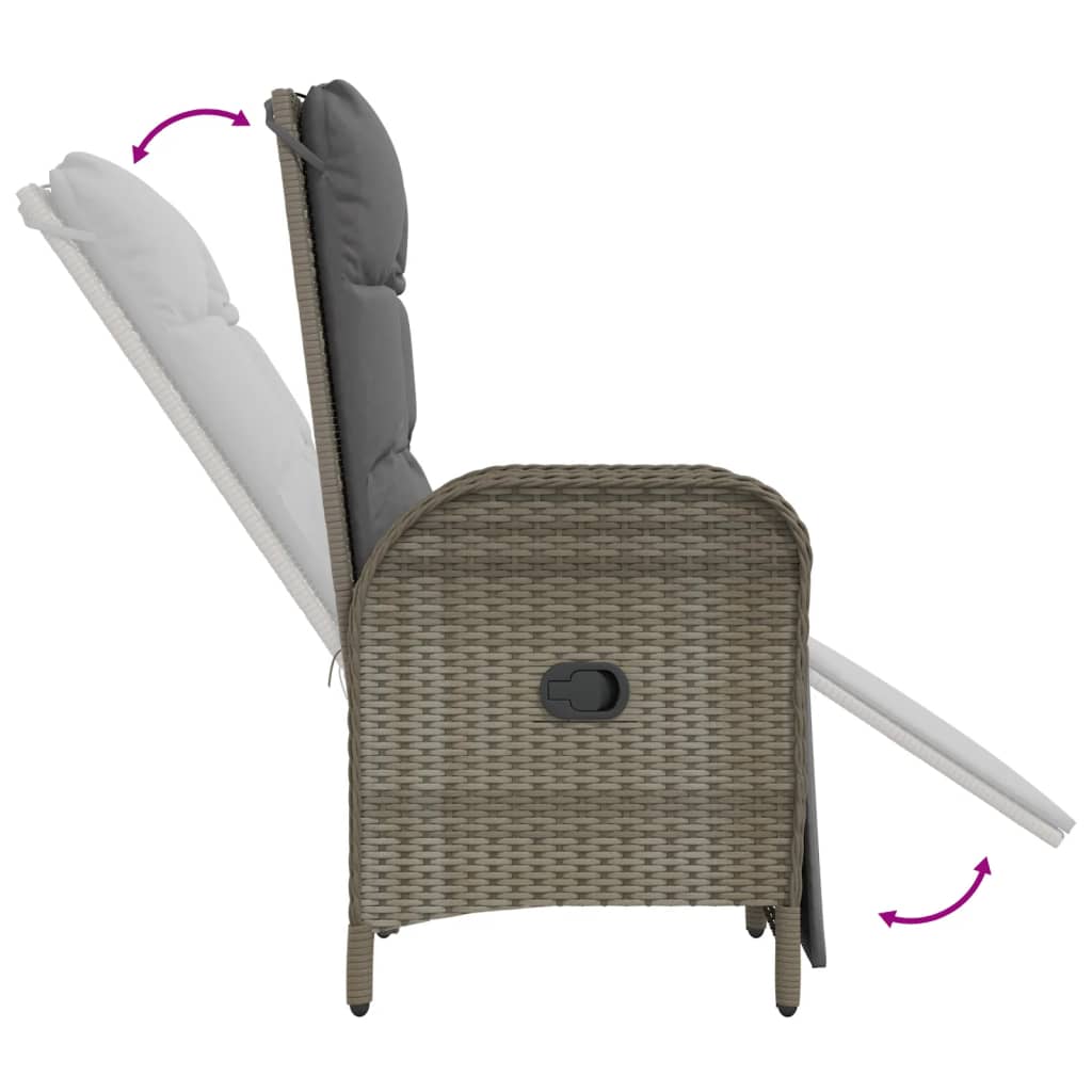 Garten-Relaxsessel mit Kissen 2 Stk. Poly Rattan Grau