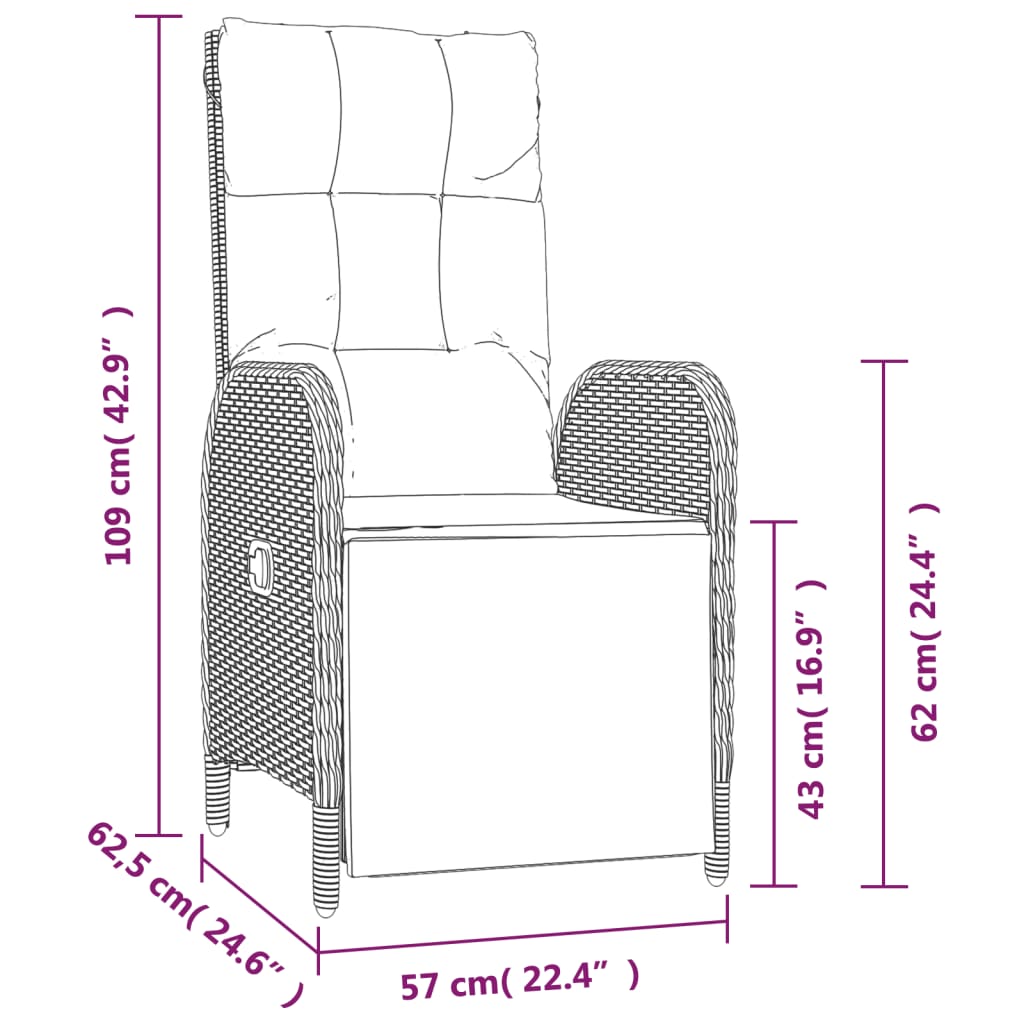 Garten-Relaxsessel mit Kissen 2 Stk. Poly Rattan Grau