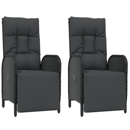 Garten-Relaxsessel mit Kissen 2 Stk. Poly Rattan Schwarz