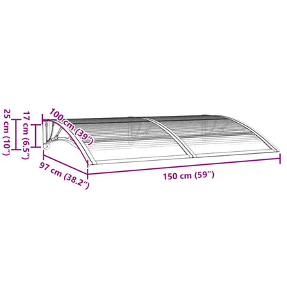 Türvordach Grau 150x100 cm Polycarbonat