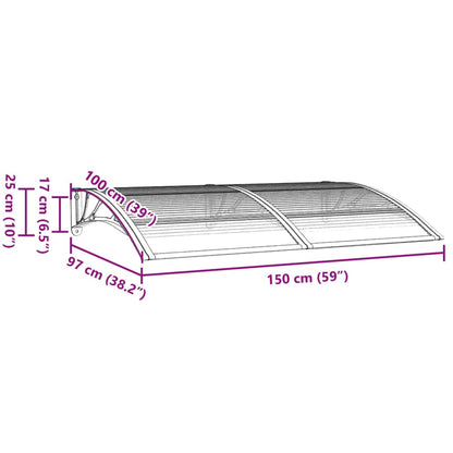 Türvordach Schwarz 150x100 cm Polycarbonat