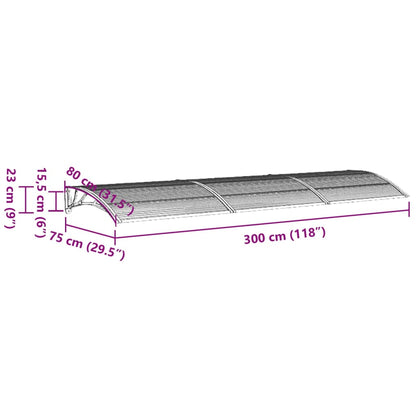 Türvordach Grau 300x80 cm Polycarbonat