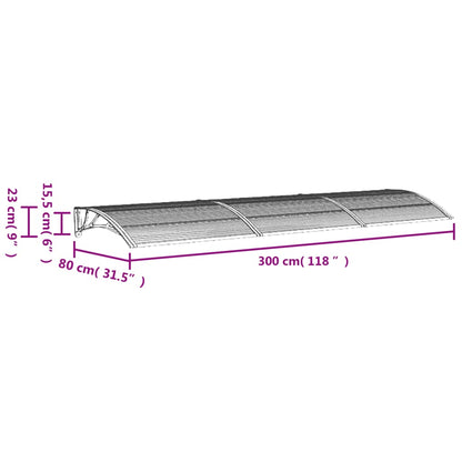 Türvordach Schwarz 300x80 cm Polycarbonat