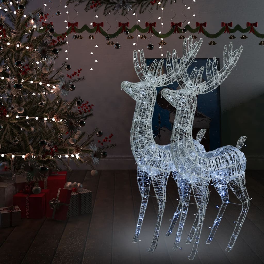 XXL Rentiere Weihnachtsdekoration Acryl 250 LED 2 Stk. 180 cm