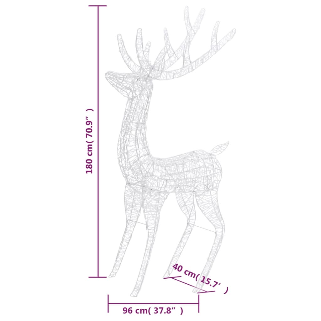 XXL Rentiere Weihnachtsdekoration Acryl 250 LED 2 Stk. 180 cm