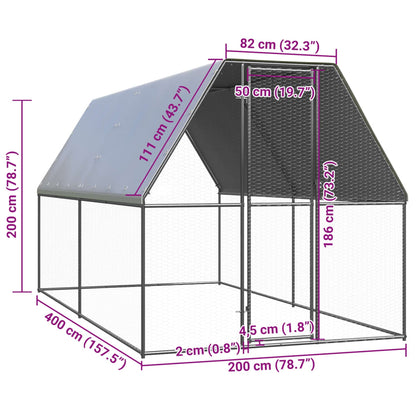 Outdoor-Hühnerkäfig 2x4x2 m Verzinkter Stahl