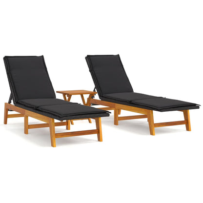 3-tlg. Garten-Lounge-Set Poly Rattan & Massivholz Akazie