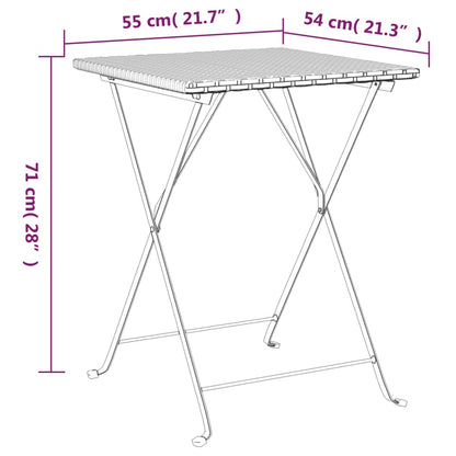 Bistrotisch Klappbar Braun 55x54x71 cm Poly Rattan