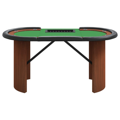 Pokertisch Klappbar 10 Spieler mit Chipablage Grün 160x80x75 cm