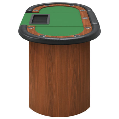 Pokertisch Klappbar 10 Spieler mit Chipablage Grün 160x80x75 cm