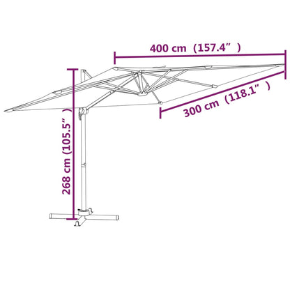 Ampelschirm mit Aluminium-Mast Taupe 400x300 cm