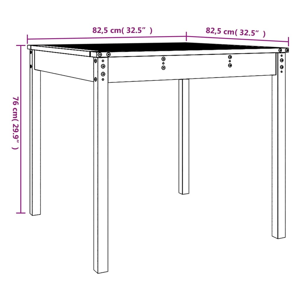 Gartentisch 82,5x82,5x76 cm Massivholz Douglasie