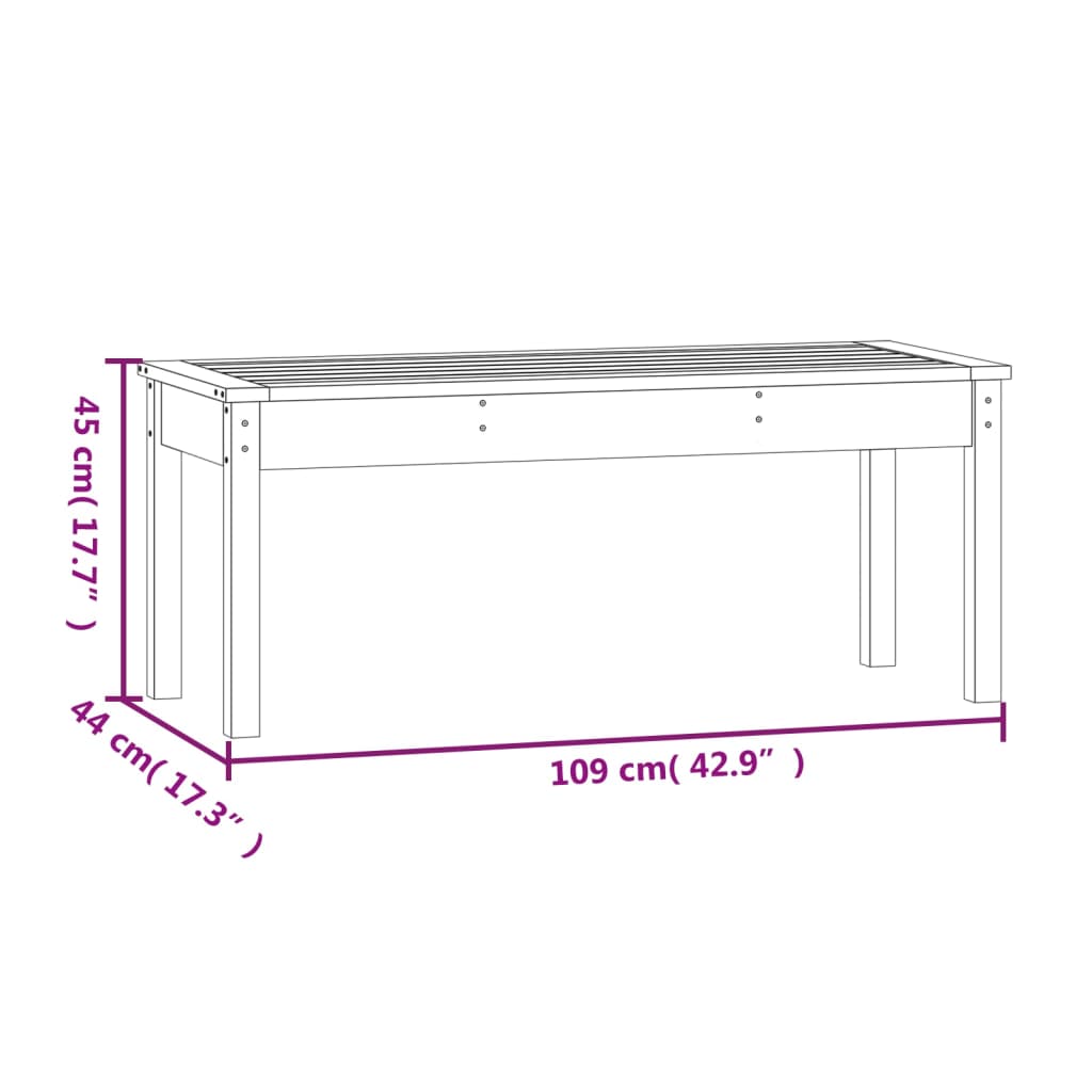 Gartenbank 109x44x45 cm Massivholz Kiefer