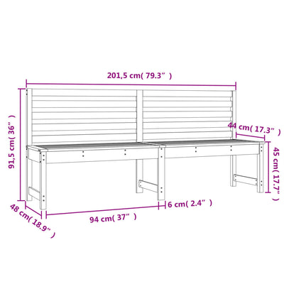 Gartenbank Grau 201,5 cm Massivholz Kiefer