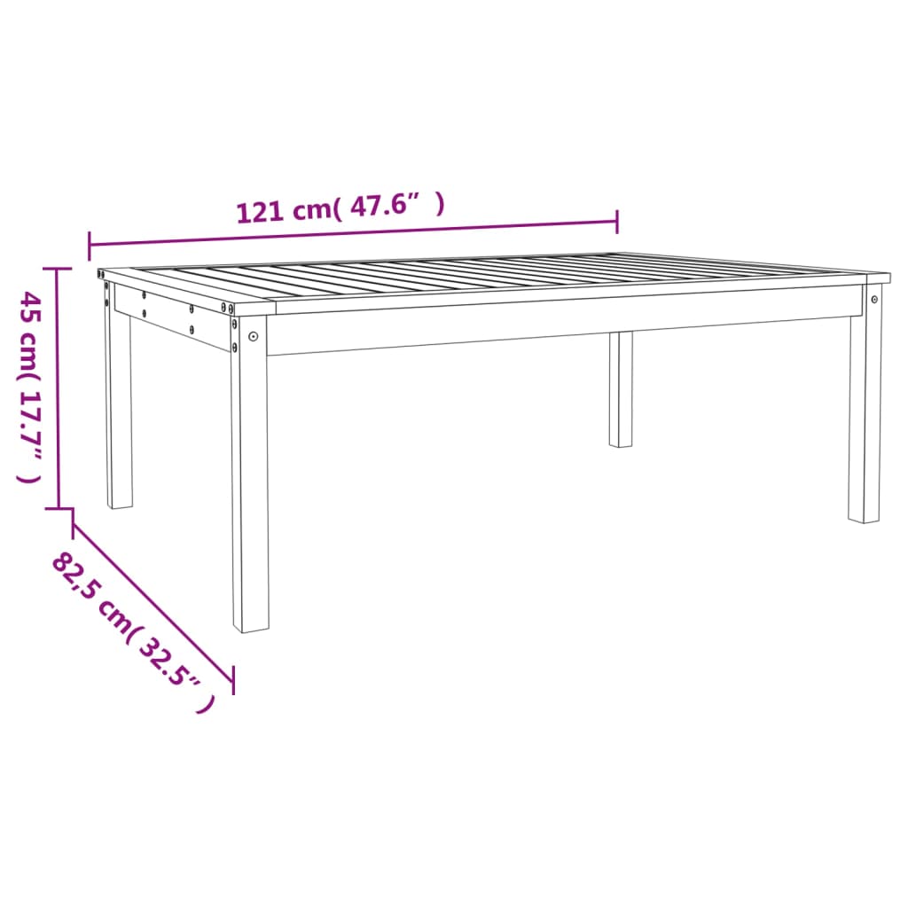 Gartentisch 121x82,5x45 cm Massivholz Douglasie