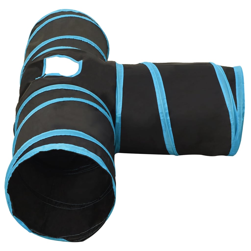 Katzentunnel 3-Wege Schwarz und Blau 90 cm Polyester