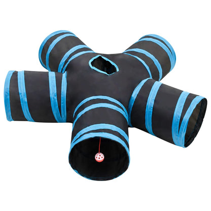 Katzentunnel 5-Wege Schwarz und Blau 25 cm Polyester