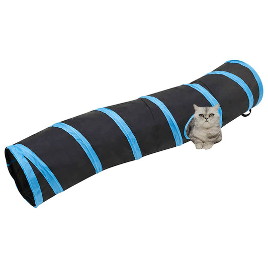 Katzentunnel in S-Form Schwarz und Blau 122 cm Polyester