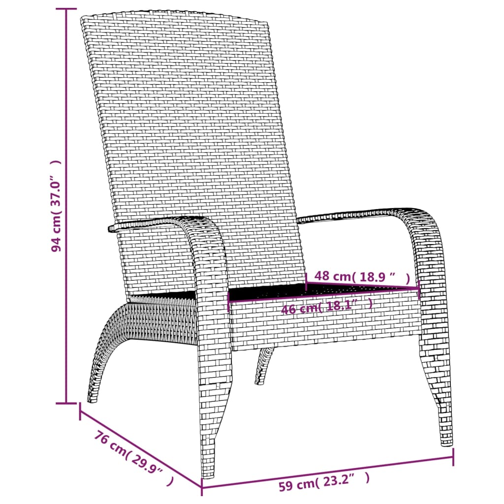 Adirondack-Gartenstuhl Grau Poly Rattan