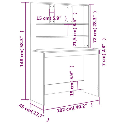 Schreibtisch mit Regal Schwarz 102x45x148 cm Holzwerkstoff