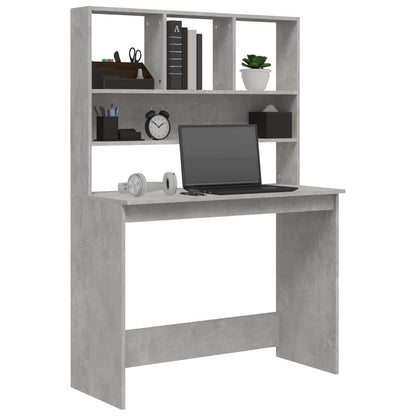 Schreibtisch mit Regal Betongrau 102x45x148 cm Holzwerkstoff